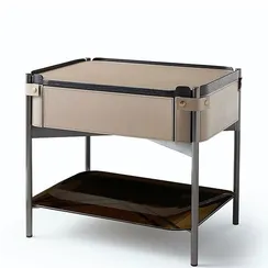 Тумба прикроватная Panzano, бежевая экокожа