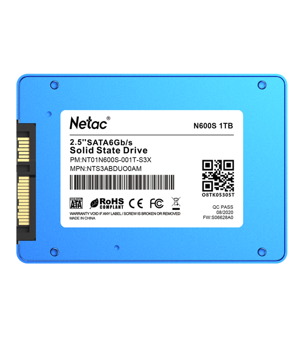 Ssd накопитель Netac SSD N600S 1TB 2.5 SATAIII 3D NAND, 7mm, R/W up to 560/520MB/s, TBW 560TB, 5y wty