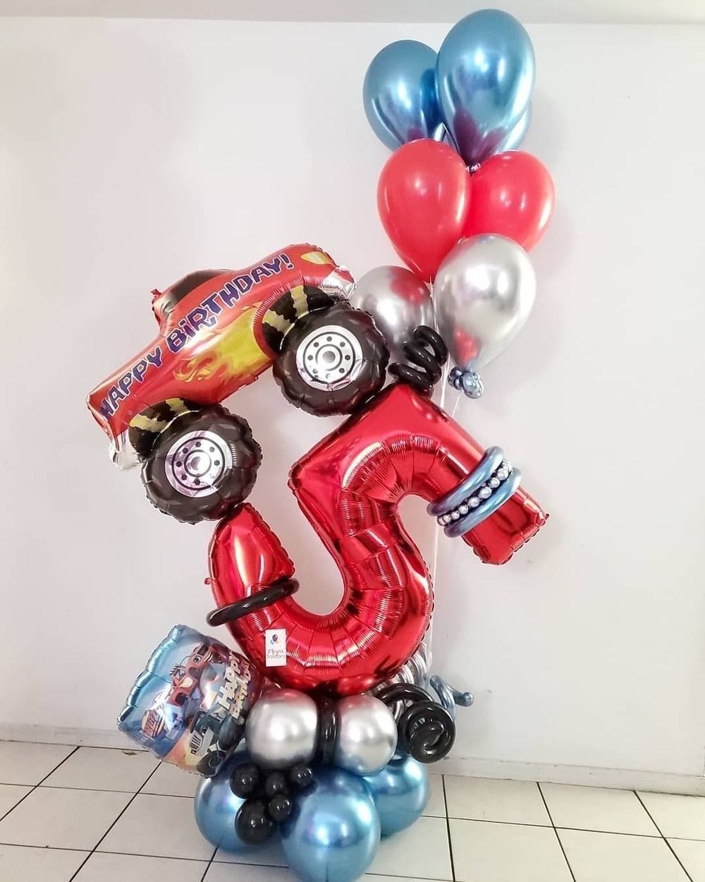 Шар (30''/76 см) Фигура, С Днем Рождения, Пикап Монстр-Трак, Красный