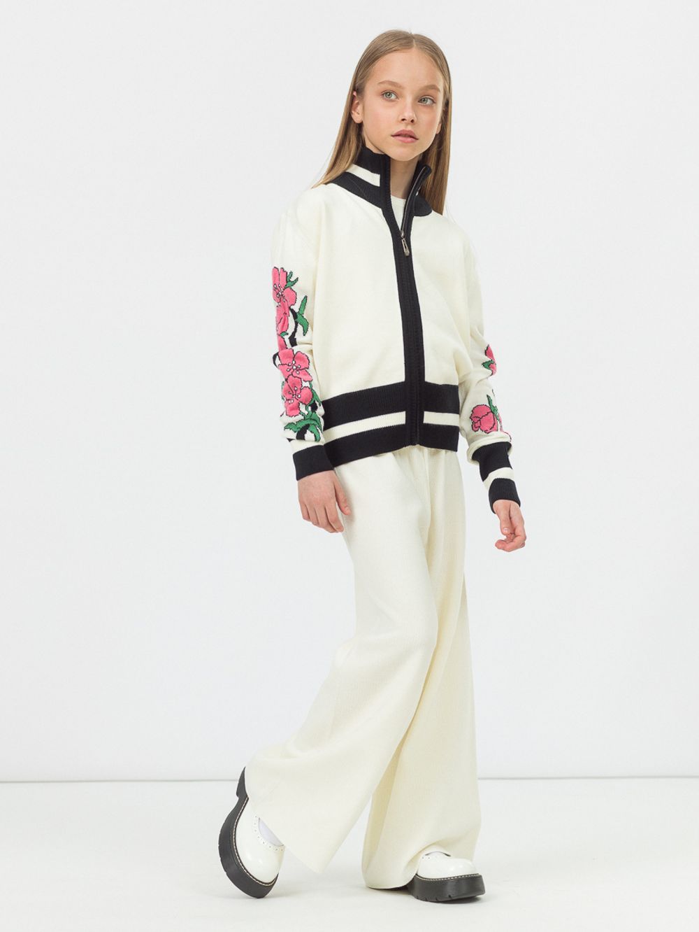 Брюки широкие для девочки AT991 молочный