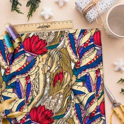 Ткань премиум шелк искусственный Армани тайные мотивы