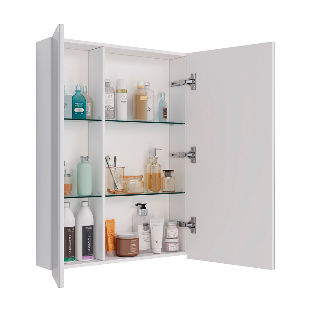 Шкаф зеркальный Lemark UNIVERSAL 60х80 см 2-х дверный, цвет корпуса: белый глянец