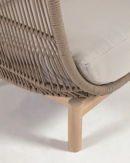 Трехместный уличный диван Catalina, бежевый корд, массив акации