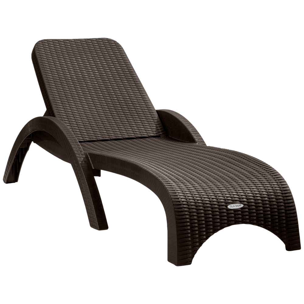 Шезлонг пластиковый "RATTAN" OLA DOM. Коричневый.