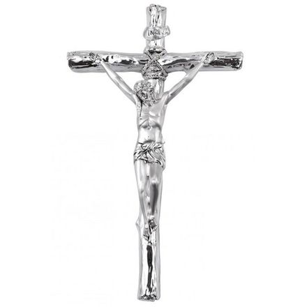Крест Распятие Иисуса Христа в серебре. 13 х 23 см