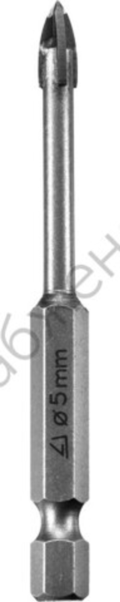 STAYER 5 мм, 4х кромка, HEX 1/4, Сверло по стеклу и кафелю (2985-05)