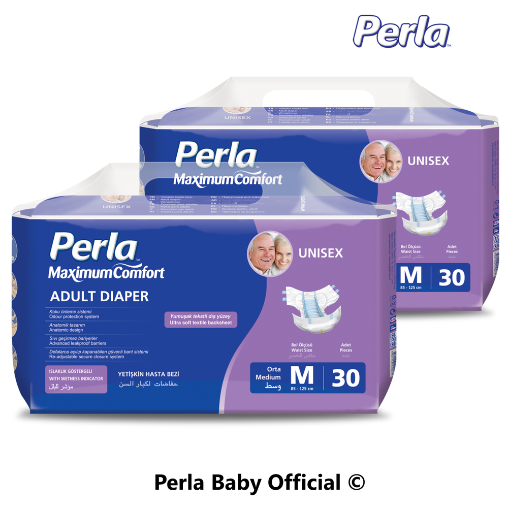 Комплект подгузники для взрослых Perla Eco. Medium 60 шт - 2 уп.