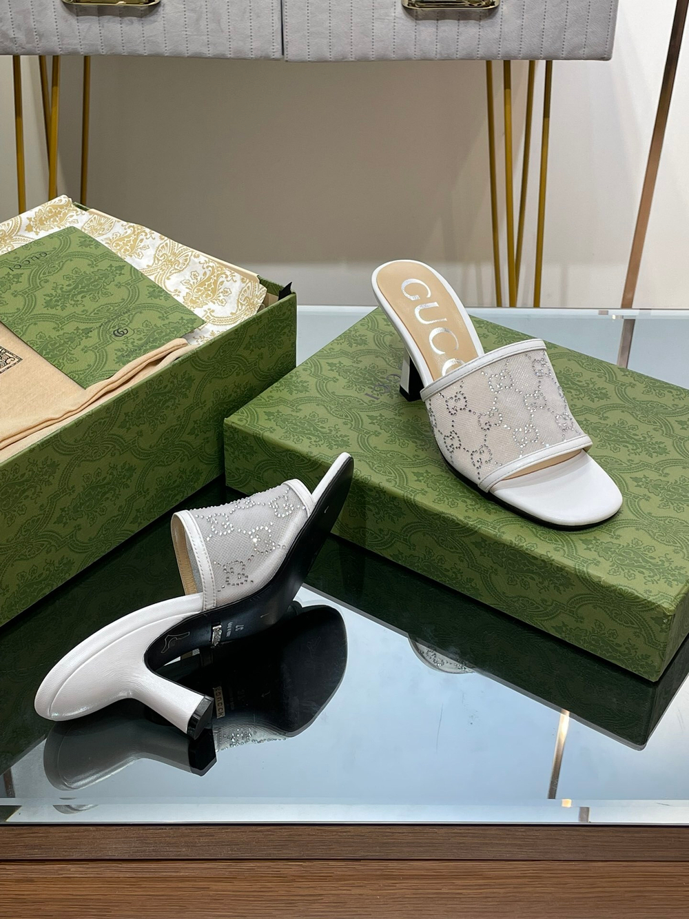 Gucci GG Mid-Heel Slide Sandal 7.5 cm