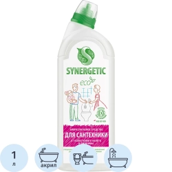 Средство для сантехники чистящее Synergetic 1 л для чистки ванн и душевых/для уборки туалета и ванной/для акриловых ванн