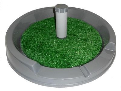 Туалет со столбиком и искусственной травкой круглый для собак мелких пород, D-50 см