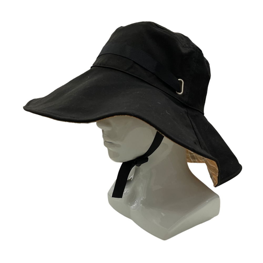 Панама хлопок двухсторонняя черный/бежевая клетка