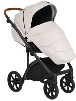 Детская коляска Roan Bass Next Кожа 3 в 1 с автокреслом Avionaut Silver Black RN084/1 Кожа Island Stone /Black