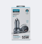 Автомобильное зарядное устройство FaizFull FZ24 PD30W+QC3.0 3A Type-C+USB с вольтметром, Grey
