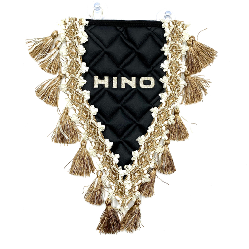 Вымпел треугольный Hino (экокожа, черный с бежевой вышивкой)