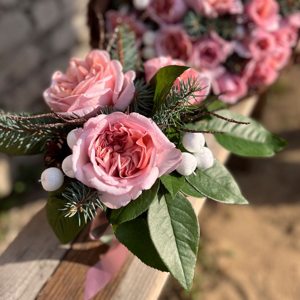 roseBox ❄ Тёплый вечер — новогодняя композиция ароматных роз