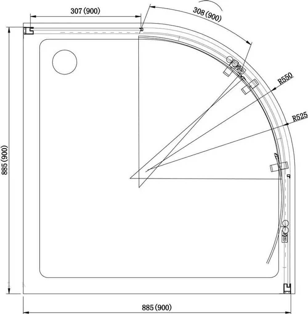Душевой уголок Aquanet Alfa NAA2142 90x90, R550, прозрачное стекло