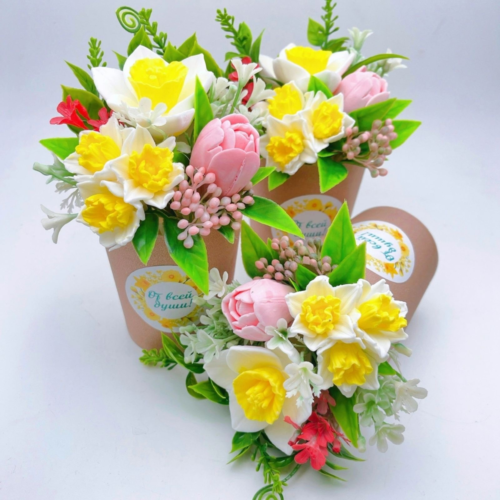 Мини-букет из мыла "Весна крафт роуз"