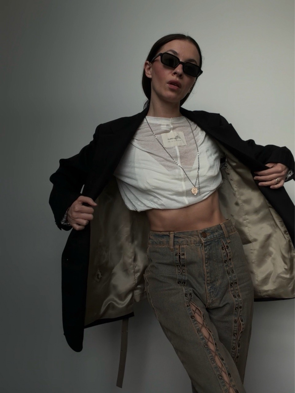 Жакет горький шоколад в полоску с контрастной спинкой