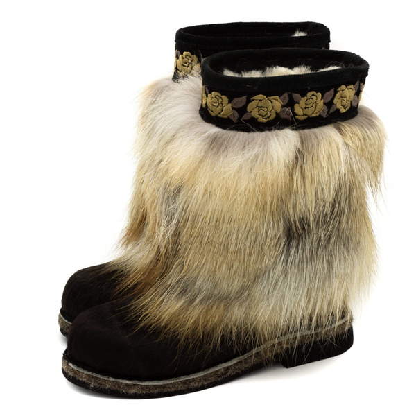 Унты детские из лисы и замши