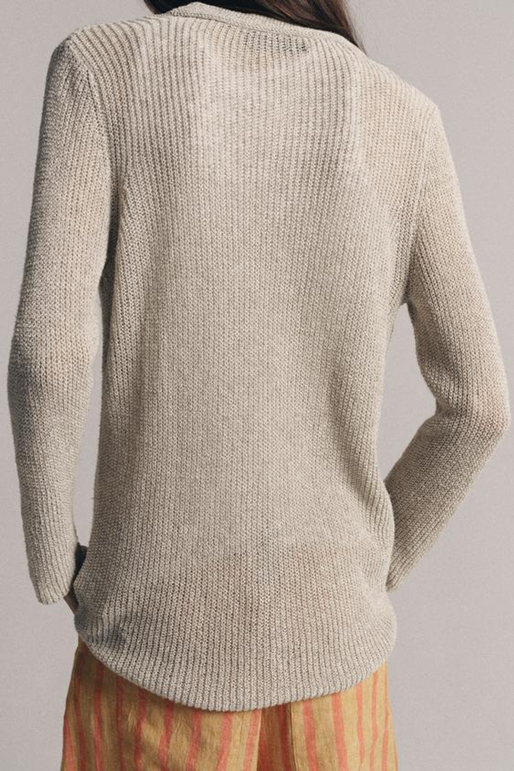 ZARA ТРИКОТАЖНЫЙ КАРДИГАН С V-ОБРАЗНЫМ ВЫРЕЗОМ, СВЕТЛО-БЕЖЕВЫЙ