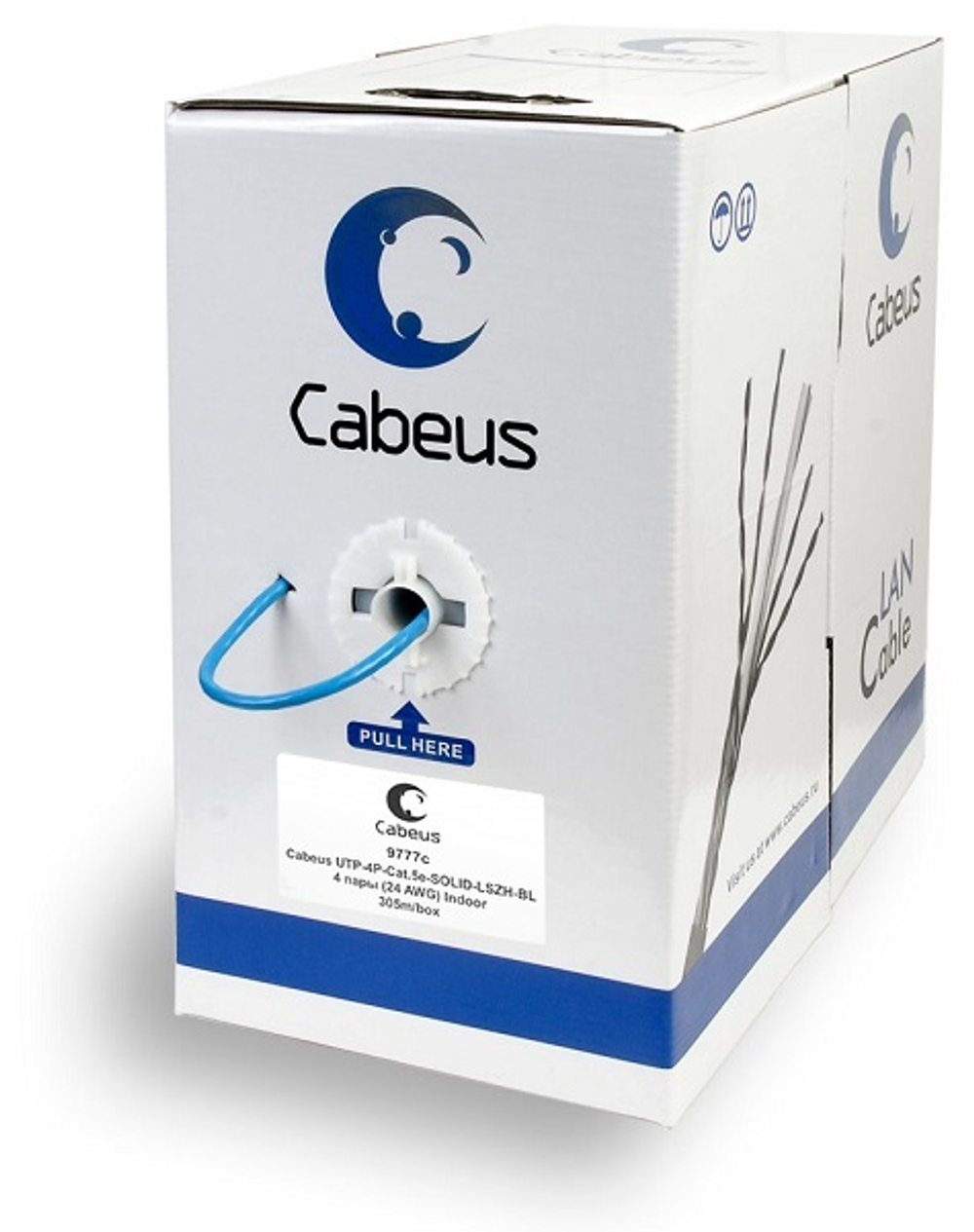 Кабель витая пара U/UTP 5e кат. 4 пары Cabeus UTP-4P-Cat.5e-SOLID-LSZH-BL