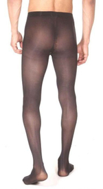 Плотные полупрозрачные мужские колготы с интимным доступом (Размер: L-XL) (Цвет: черный)
