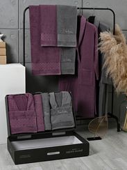 Набор махровый халат мужской и женский с полотенцами PIERRE CARDIN