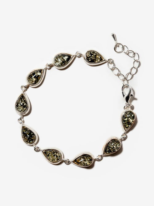 Браслет с натуральным янтарем в бижутерной оправе