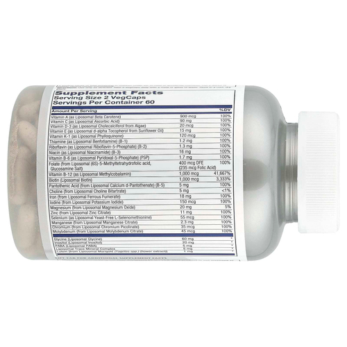 Solaray, Высокоэффективные липосомальные мультивитамины для женщин, 120 растительных капсул
