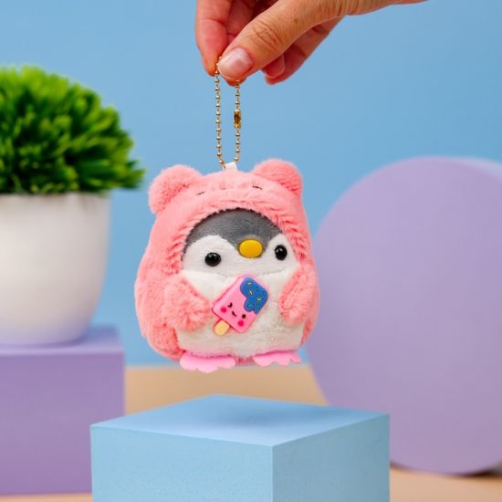 Брелок мягкий "Пингвин в костюме" розовый 10 см