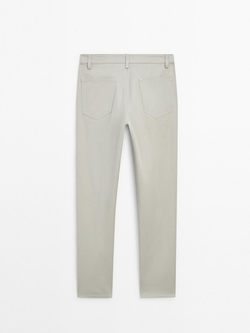 Massimo Dutti Зауженные джинсовые брюки из смесового хлопка, бежевый