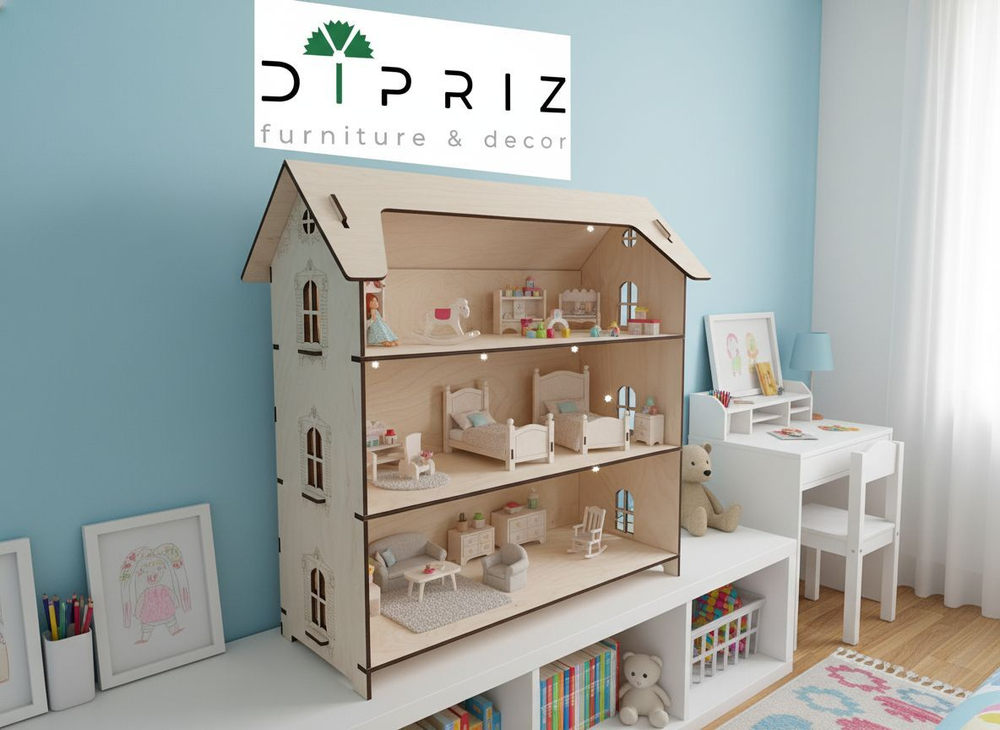 Полка-органайзер для игрушек 'Виктория 61х27х65 из березовой фанеры Диприз