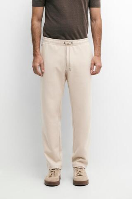 Massimo Dutti Брюки-джоггеры из смесовой хлопковой ткани, светло-бежевый
