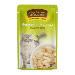 Деревенские лакомства пауч для кошек «Филейная курица в нежном желе»