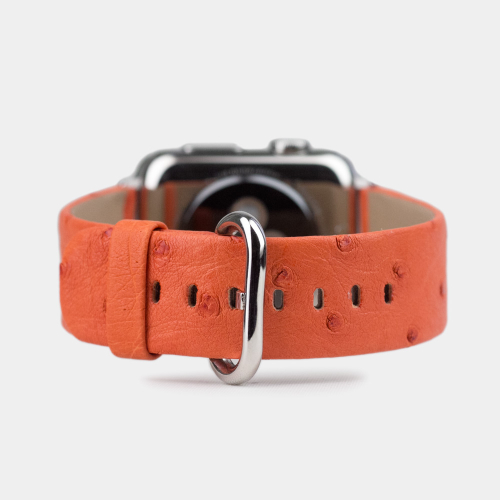 Ремешок для Apple Watch 44/45/46 mm из кожи страуса, оранжевого цвета