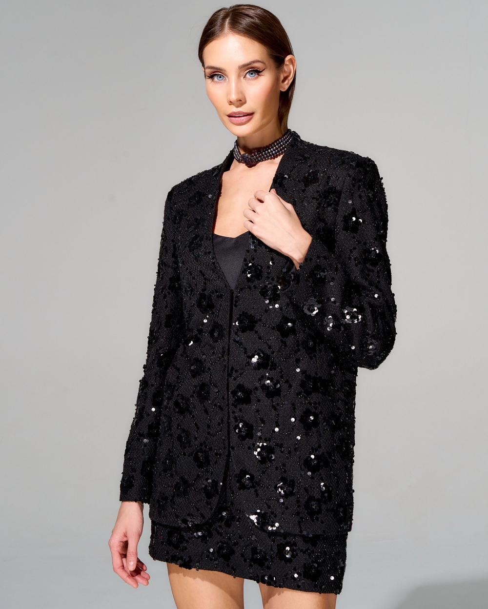 Жакет из премиального твида с вышивкой