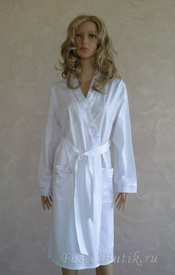 Элитный халат хлопковый Белый кимоно от Feraud