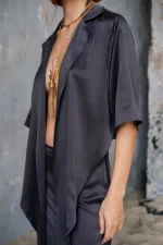 Костюм с юбкой из шелка, Серый