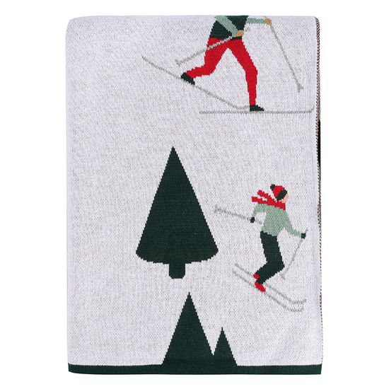 Плед из хлопка с новогодним рисунком let's ski из коллекции new year essential, 130x180 см