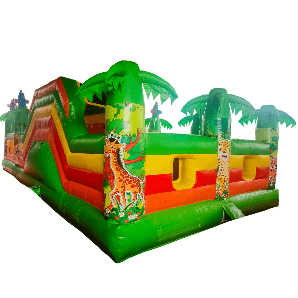 Коммерческий надувной батут "Джунгли" с горкой, 10*5*3 м