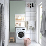 Комбинация для ванной - IKEA ENHET, 90х32х180 см, белый/светло-зеленый, ЭНХЕТ ИКЕА