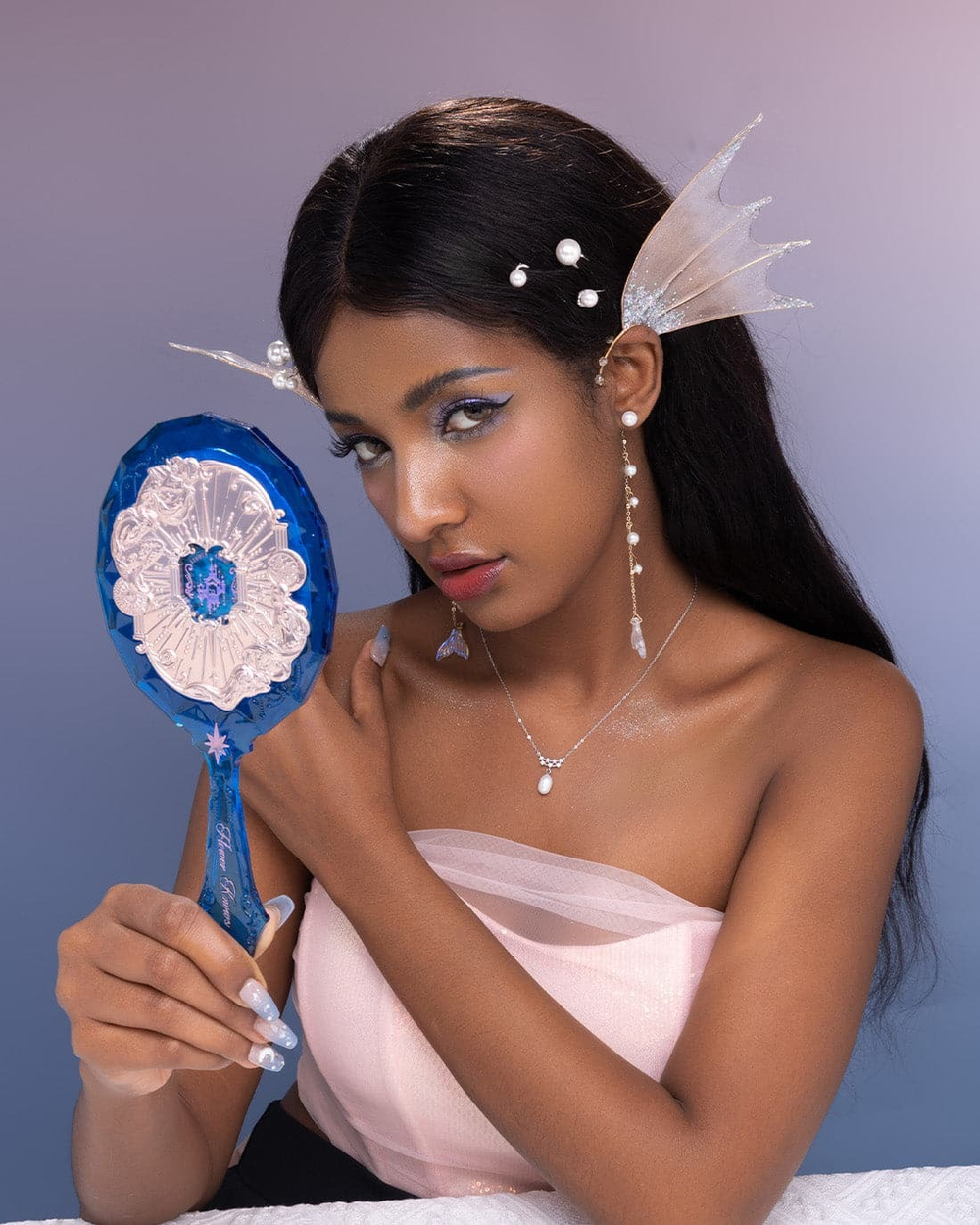 Flower Knows Moonlight Mermaid Hand Mirror - Blue