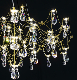 Подвесная люстра светодиодная с пультом и хрустальными подвесками Asfour MyFar Ileria MR2653-57P-50AD