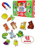 Набор магнитов "Любознательный малыш. Животные, фрукты и овощи"