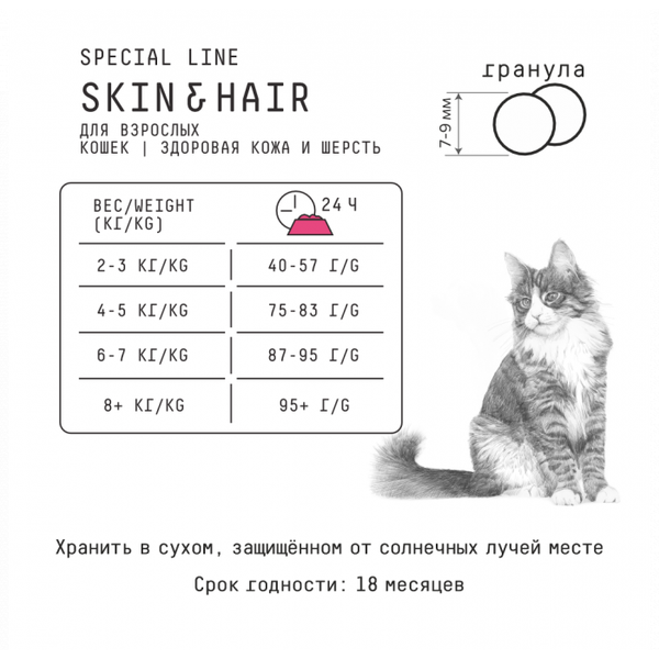 Сухой корм AJO Cat Skin & Hair для кошек - здоровая кожа и красивая шерсть
