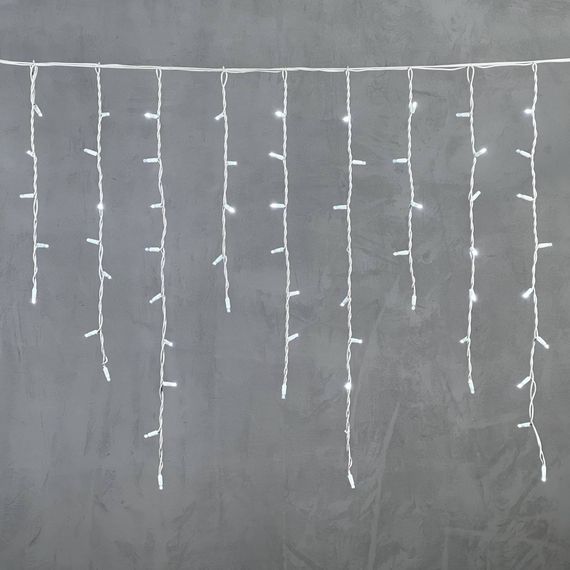 Светодиодная бахрома с колпачком 3,2*0,9 м., 168 белых LED ламп, каучуковый белый провод, LTC (LL168-8-2W)