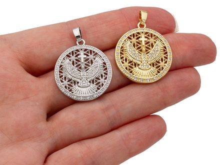 Подвеска "Орёл" 26мм, со стразами