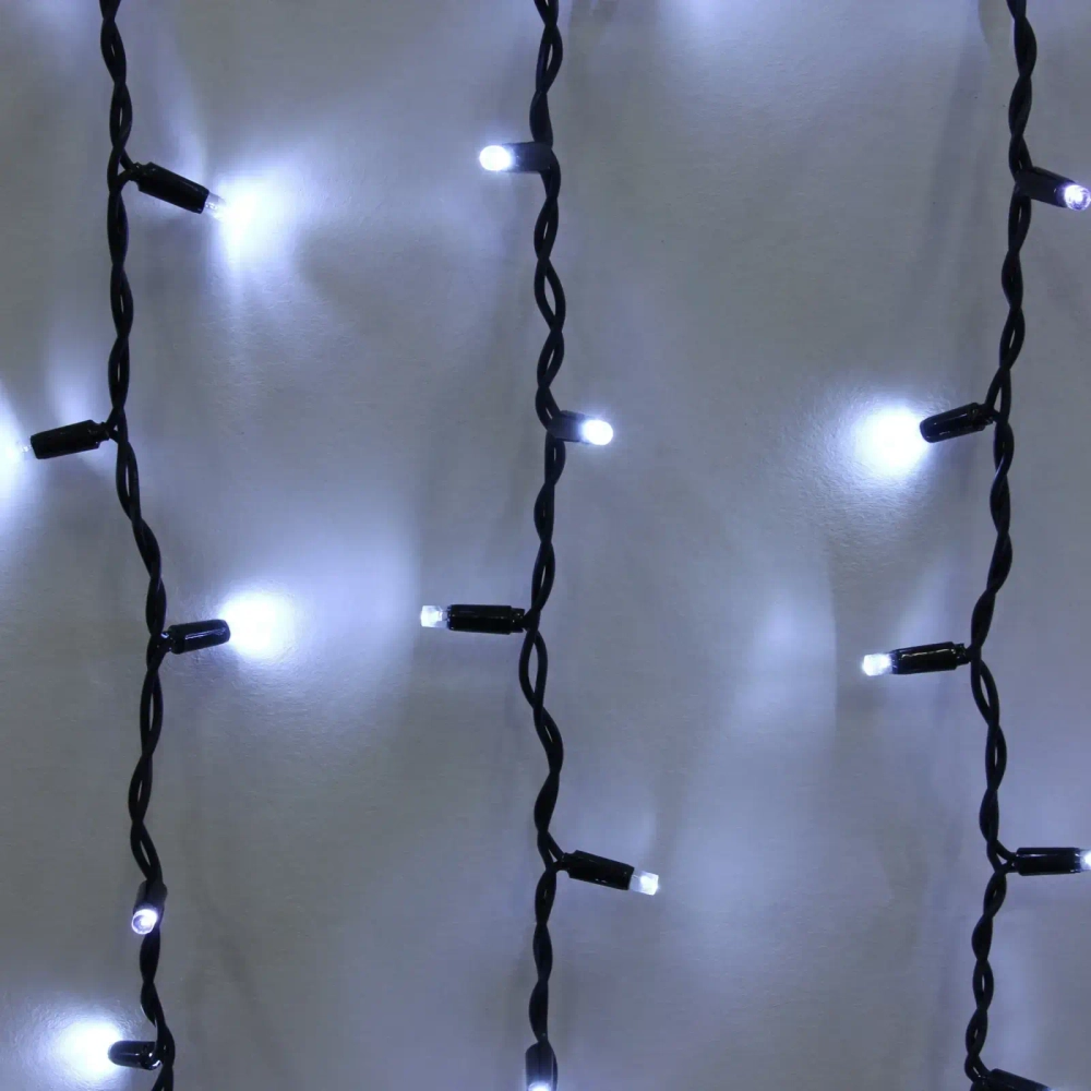 Гирлянда для улицы ЗАНАВЕС «Мерцание» ш2* в3,0 м 480 ламп LED, чёрный провод,1 реж.,IP-65, Белый (возможность соединения)