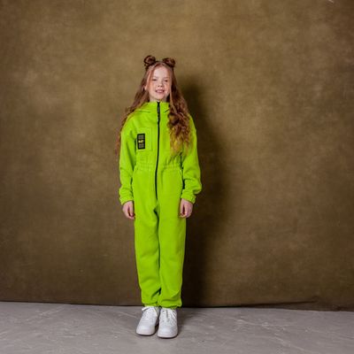 Unisex hooded jumpsuit for teens - LIME