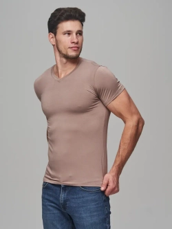 Футболка V-вырез однотонная облегающая